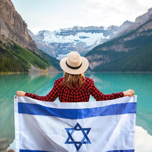 Vista 5 de Bandera de Israel de la serie Anley EverStrong de 3x5 pies de alta resistencia - rayas bordadas y cosidas - 4 filas de costuras en el borde