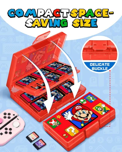Vista 3 de oqpa for Nintendo Switch Game Case for SwitchOLEDLite Game Card with 24 Game Slots & 2 Micro SD Card Slots Cute Cartoon Design Holder for Switch