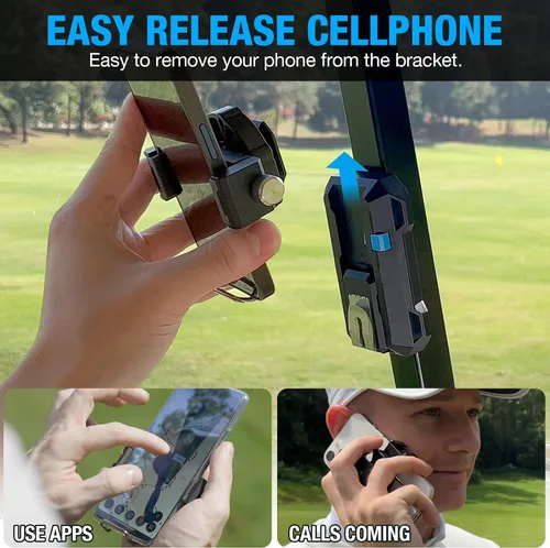 Vista 5 de Dprofy Organizador magnético para teléfono de golf, soporte para teléfono para carrito de golf, graba tu swing de golf con control remoto