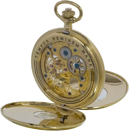 Vista 6 de Reloj de bolsillo vintage con cadena de Rapport - Reloj de bolsillo clásico Oxford Half Hunter con esfera esqueleto