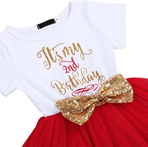 Vista 2 de Its My 1st2nd Birthday Cake Smash - Vestido de fiesta para bebés y niñas vestido de tutú con lazo de lentejuelas brillantes con diadema