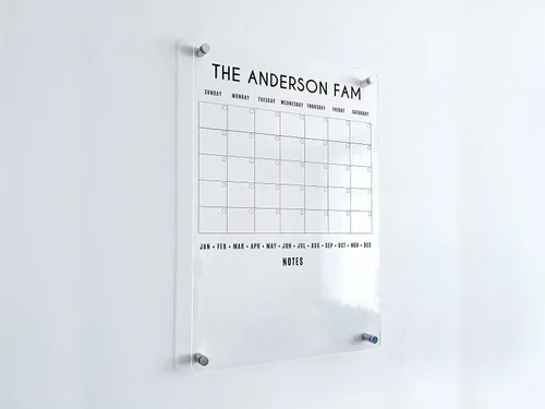 Vista 8 de Calendario familiar acrílico personalizado vertical, calendario personalizado 2026, planificador de pared personalizado, pizarra de borrado en seco