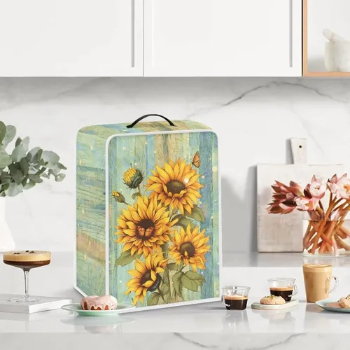 Vista 2 de Mumeson Funda para cafetera de girasol, extra grande, ligera, con asa, cubierta para máquina de café, tostadora, cubierta a prueba de polvo