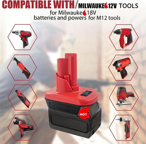 Vista 5 de TPDL 18V a 12V para adaptador de batería Milwaukee, para convertidor M18 a M12 Uso para herramientas de 12V