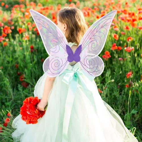 Vista 3 de quescu Fairy Wings for Adults,Butterfly Wings for Girls,Angel Wings,Fairy Costume for Women Halloween Dress Up Party Favor