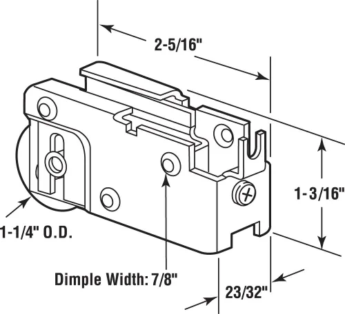 Vista 2 de Prime-Line D 1526 1-1/4 In. Acero, C-Tab Rodamiento de bolas Conjunto de Rodillos (Paquete Individual)
