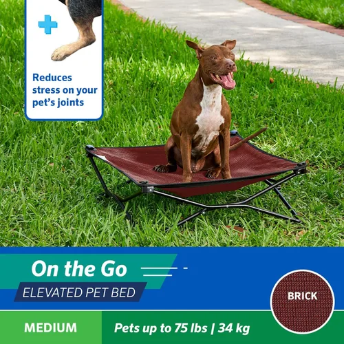 Vista 3 de Coolaroo On-The-Go Cama Elevada para Perros - Cama Plegable Emergente de Viaje para Perros con Tela Transpirable, Resistente a la Humedad, Bolsa
