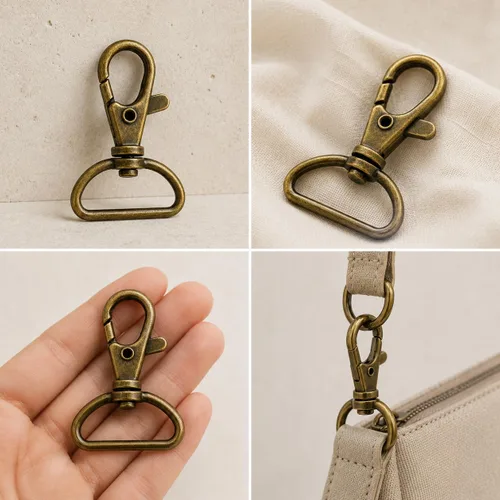 Vista 2 de CRAFTMEMORE Broches giratorios de langosta clásicos, ganchos a presión CS10 para monedero, clip de 5/8 pulgadas, 3/4 pulgadas, 1 pulgada, paquete