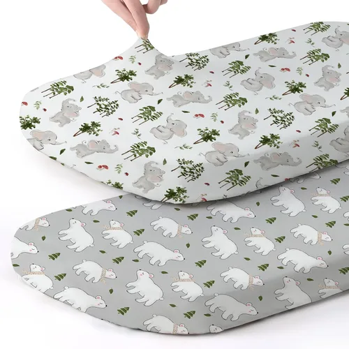 Vista 47 de Pack n Play Sheets BROLEX - Juego de 2 sábanas para cuna, juego de sábanas elásticas y portátiles para cuna, funda de colchón convertible