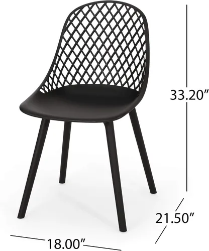 Vista 9 de Delora Silla de comedor moderna para exteriores (juego de 2), color negro
