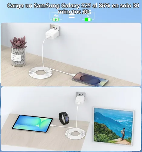 Vista 9 de 45W Super Fast Charger USB C, Redpark 2Pack USB C Charger Block Dynamic Power Adapter Type C Wall Charging with 6FT Type C Cable for Samsung Galaxy