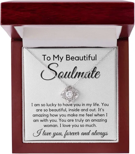 Vista 6 de Collar con nudo de amor para mi alma gemela - My Lovely Wife, regalos para novia, regalos románticos para ella de marido a esposa, día de San