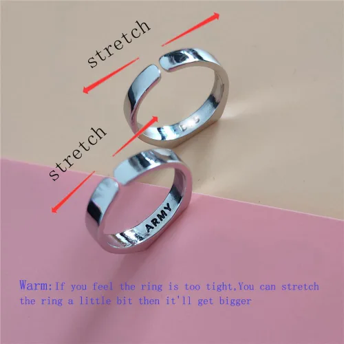 Vista 2 de Dolpind Anillo Kpop para fanáticos de joyería, mercancía Suga Jungkook Jimin V Rap Jhope Jin Army regalos para mujeres y hombres