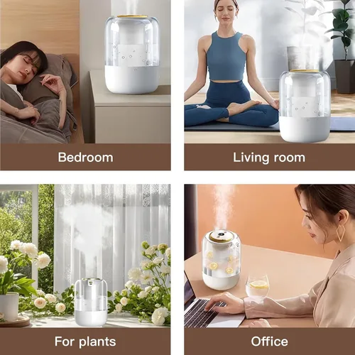 Vista 8 de Humidificador de aire para dormitorio, humidificador silencioso de niebla fría de 2 litros para plantas, dormitorio, oficina, hogar, coche