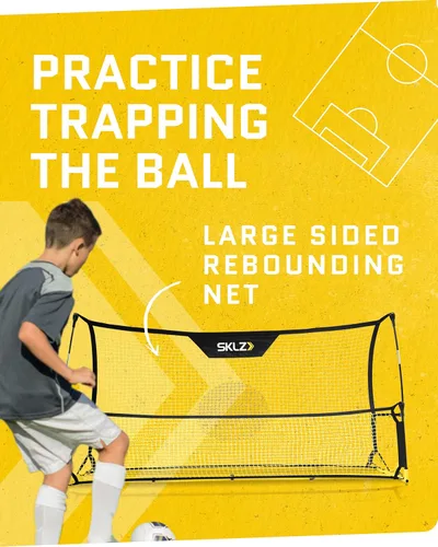 Vista 3 de SKLZ Quickster Entrenador de fútbol – Rebotador de pelota de doble cara para pasar, recibir y practicar atrapamiento – Red de rebote grande