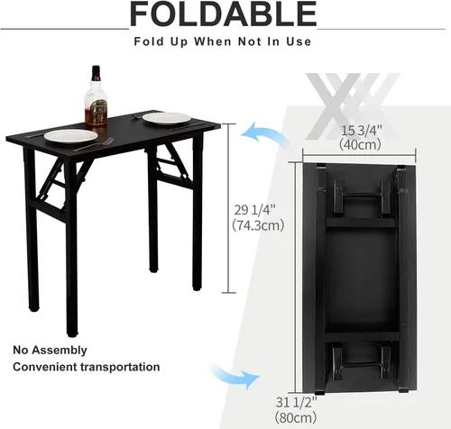 Vista 3 de Need - Escritorio plegable de 31 1/2" sin ensamblaje, mesa pequeña para computadora, escritorio robusto y resistente para espacios pequeños, marco