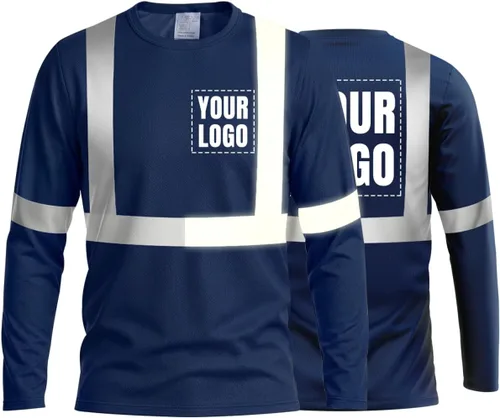 Vista 23 de La alta visibilidad reflexiva de las camisetas de la seguridad del logotipo de encargo Hola Vis de Verde neón - Estilo 8