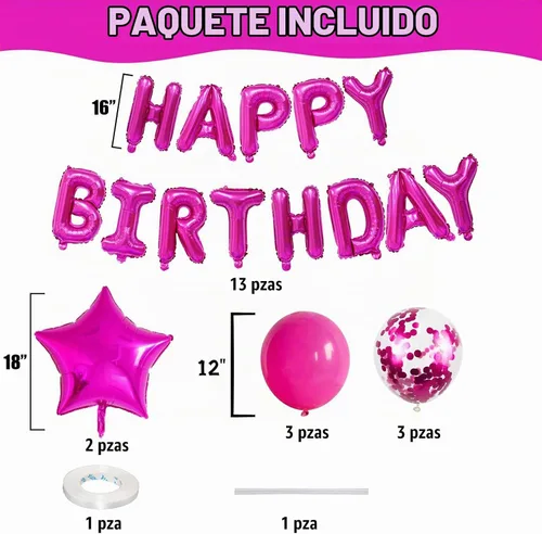 Vista 2 de Globos de papel de aluminio rosa intenso de 16 pulgadas con confeti, 21 unidades, unisex, para niños y adultos