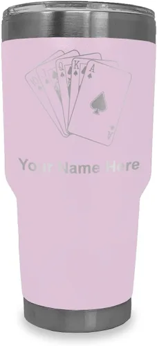Vista 23 de LaserGram Vaso aislado al vacío de 20 onzas, tarjetas de póquer Royal Flush con grabado personalizado incluido (negro)