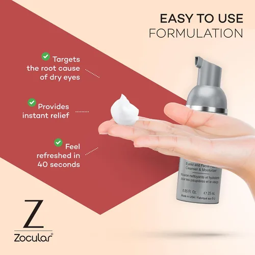 Vista 6 de Zocular ZocuFoam Limpiador Espumoso para Párpados – Espuma Limpiadora Suave con pH Equilibrado – 25 mL