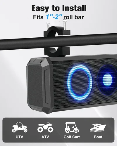 Vista 8 de Barra de sonido UTV de 26 pulgadas con luces de fiesta RGB, 110 dB 3 EQ Modes, IP66 Waterproof, Digital Processing, 6061 Aluminum Alloy, Fits