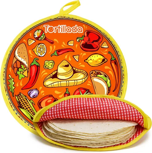 Vista 8 de Tortillada - Calentador de tortilla de 12 pulgadas/recipiente de calor para microondas hecho de algodón/poliéster (negro)