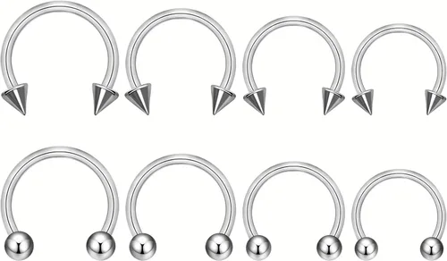 Vista 15 de BLISI G23 Joyería de perforación de ceja de titanio sólido, anillos de ceja en oro negro, oro rosa, plata, rosa y arcoíris de 16G, barra curvada