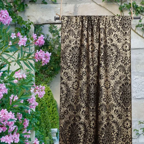 Vista 6 de always4u Cortinas de Terciopelo Acanalado Negro y Dorado con Estampado de Damasco en Lámina 100% Opacas de 84 Pulgadas de Largo, Cortinas de 2
