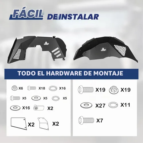 Vista 3 de Protectores de guardabarros interiores delanteros y traseros