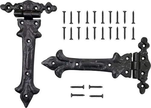 Vista 30 de Adonai Hardware Adonijah Bisagra falsa de aluminio para montaje frontal (6.5" x 12 Pack, Negro mate) para puertas de granero, puertas, armarios