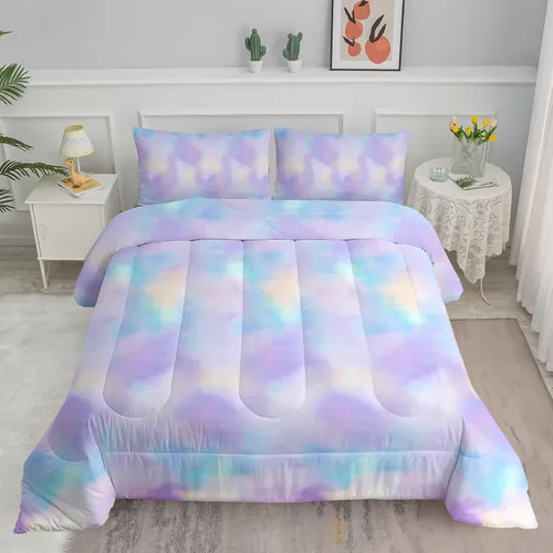 Vista 16 de Axolotl - Juego de ropa de cama para niños con diseño de gatos de dibujos animados tamaño individual, juego de edredón con líneas degradadas y lindo