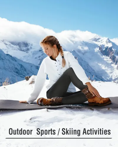Vista 26 de NORMOV - Leggings con forro de vellón cálido para mujer, de invierno, mallas gruesas, de terciopelo, térmicas
