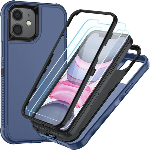 Vista 47 de SunStory Funda compatible con iPhone 11 con protector de pantalla HD, 3 capas de alta resistencia de cuerpo completo, funda protectora híbrida 3