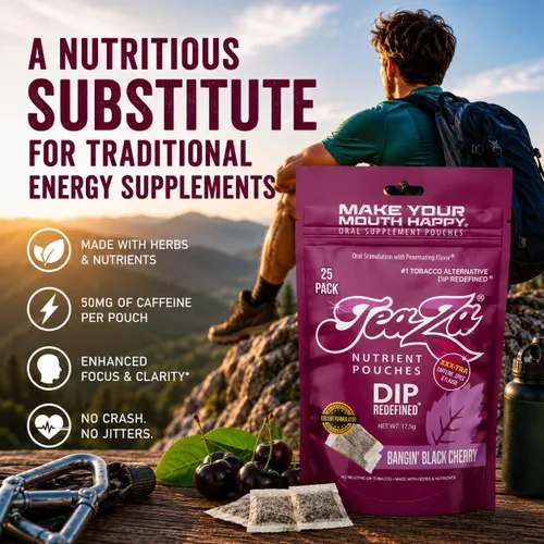 Vista 5 de Teaza Bangin' - Bolsas energéticas de hierbas alternativas al tabaco sin nicotina, bolsas de inmersión saludables para tabaco, sabor prémium a