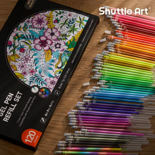Vista 9 de Shuttle Art Paquete de bolígrafos de gel, 120 colores únicos (sin duplicados) juego de bolígrafos de gel + 120 recambios de bolígrafos de gel a
