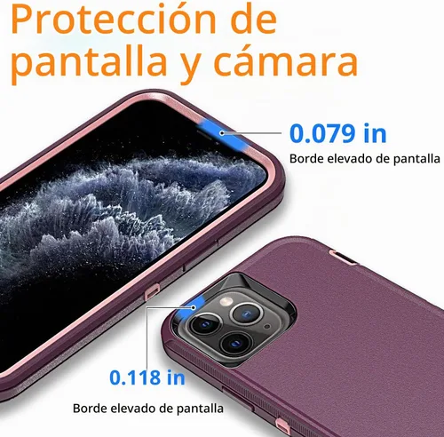 Vista 5 de YmhxcY Funda para iPhone 11 Pro, a prueba de golpes, a prueba de caídas, a prueba de polvo, a prueba de caídas, 3 capas, duradera, funda de teléfono