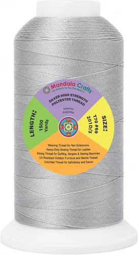 Vista 112 de Mandala Crafts Airforce Blue Tex 70 - Hilo de poliéster para tapicería 1500 Yds T70 UV Resistant Strong Thread for Leather Sewing, Marine