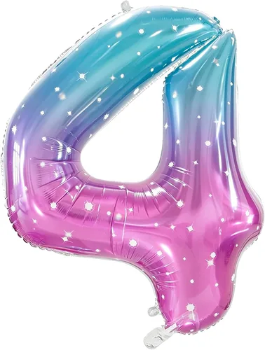 Vista 12 de Globos de números grandes de 40 pulgadas, globos del número 0 para decoraciones de fiesta de cumpleaños Número 0-espacio de color degradado