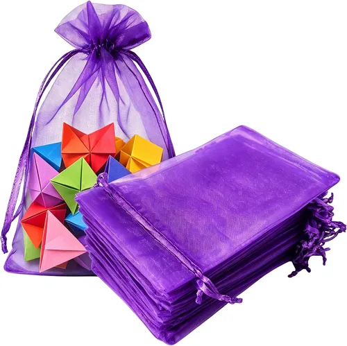 Vista 37 de Paquetes de 50 bolsas de regalo de organza de 4 x 6 pulgadas con cordón negro transparente, decoraciones de embalaje de tela transparente