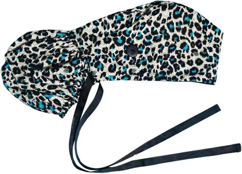 Vista 25 de Gorra médica con interior sedoso, gorro de algodón con banda para el sudor y botones, cola de caballo ajustable
