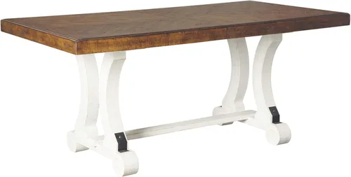 Vista 5 de Signature Design by Ashley Valebeck Farmhouse - Mesa de comedor o buffet, color blanco y marrón y Valebeck Farmhouse rectangular con extensión, se