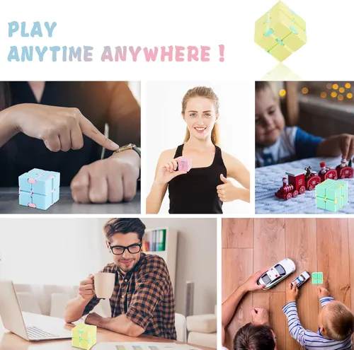 Vista 6 de Cubo infinito de juguete 4 unidades de rompecabezas para niños y adultos, alivio del estrés y la ansiedad, rompecabezas mágico para TDAH, cubo