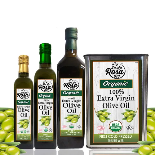 Vista 5 de Aceite de oliva virgen extra 100% orgánico - De La Rosa 1 litro - Primero prensado en frío, vegano, sin gluten y kosher Afrutado y con cuerpo