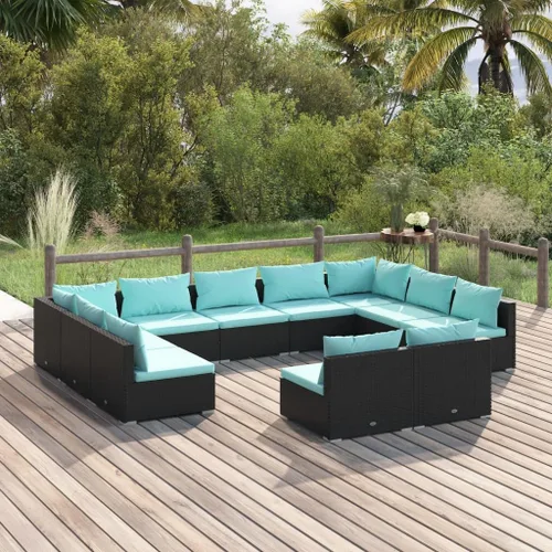 Vista 16 de Sofá de 3 plazas con cojines de ratán de poliéster marrón, juego de muebles de patio al aire libre con 3 sofás centrales para patio trasero, jardín