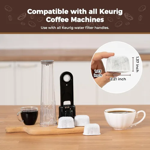 Vista 2 de Paquete de 12 repuestos de filtros de agua de carbón vegetal, para cafeteras Keurig.