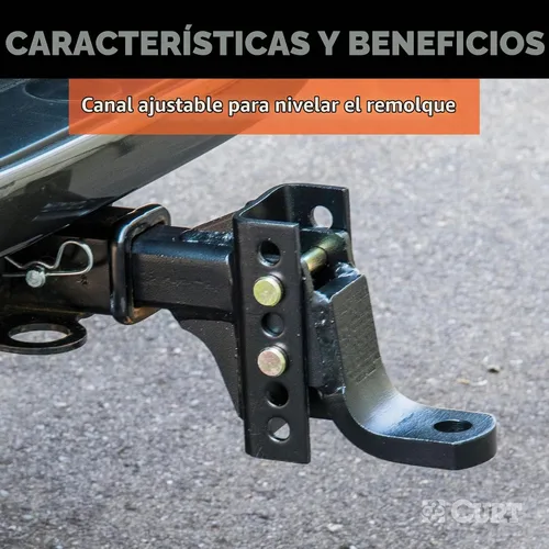 Vista 4 de CURT 45901 Soporte de bola de enganche de remolque ajustable, se adapta a receptor de 2 pulgadas, caída de 6-3/4 pulgadas, elevación de 5-1/4
