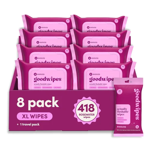 Vista 16 de Goodwipes Toallitas desechables para el trasero - Vitamina E y aloe - Seguras para alcantarillado y fosa séptica - Toallitas húmedas extra grandes