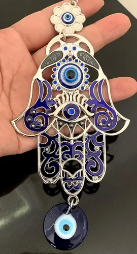 Vista 6 de Betterdecor - Decoración para colgar a mano Hamsa de mal de ojo azul 023