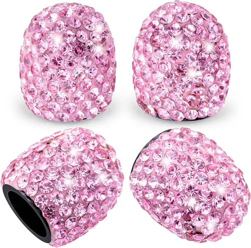 Vista 17 de 4 tapas de válvula de vástago de neumático de diamantes de cristal brillante, a prueba de polvo, tapas universales para válvulas de neumáticos