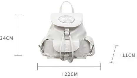 Vista 4 de Linda mochila estética bolsa de hombro - Mochila Kawaii Mini Mochila Daypack Coquette Harajuku Cutecore Bookbag Monedero, Beige, Mediana, Linda